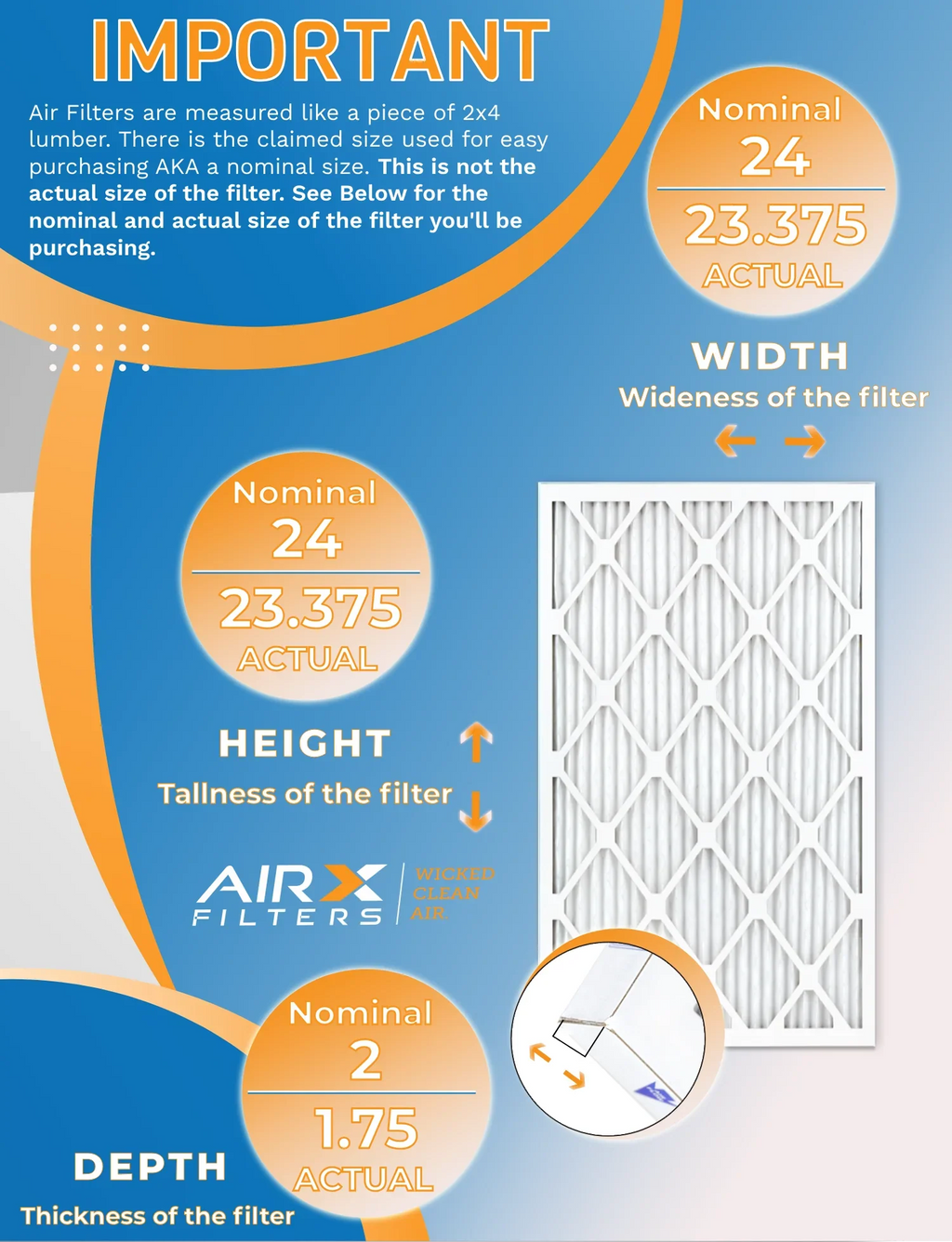 24x24x2 Air Filter MERV 13 Rating, 12 Pack of Furnace Filters Comparable to MPR 1500 - 2200 & FPR 9 - Made in USA by AIRX FILTERS WICKED CLEAN AIR.