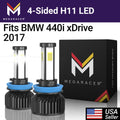 Mega Racer BMW 440i xDrive 4 Sided H11 H9 H8 LED Headlight Bulbs 6000K Diamond White 12V 60W 10000LM BMW 440i xDrive 2017 17 Fog Light Automotive Replacement