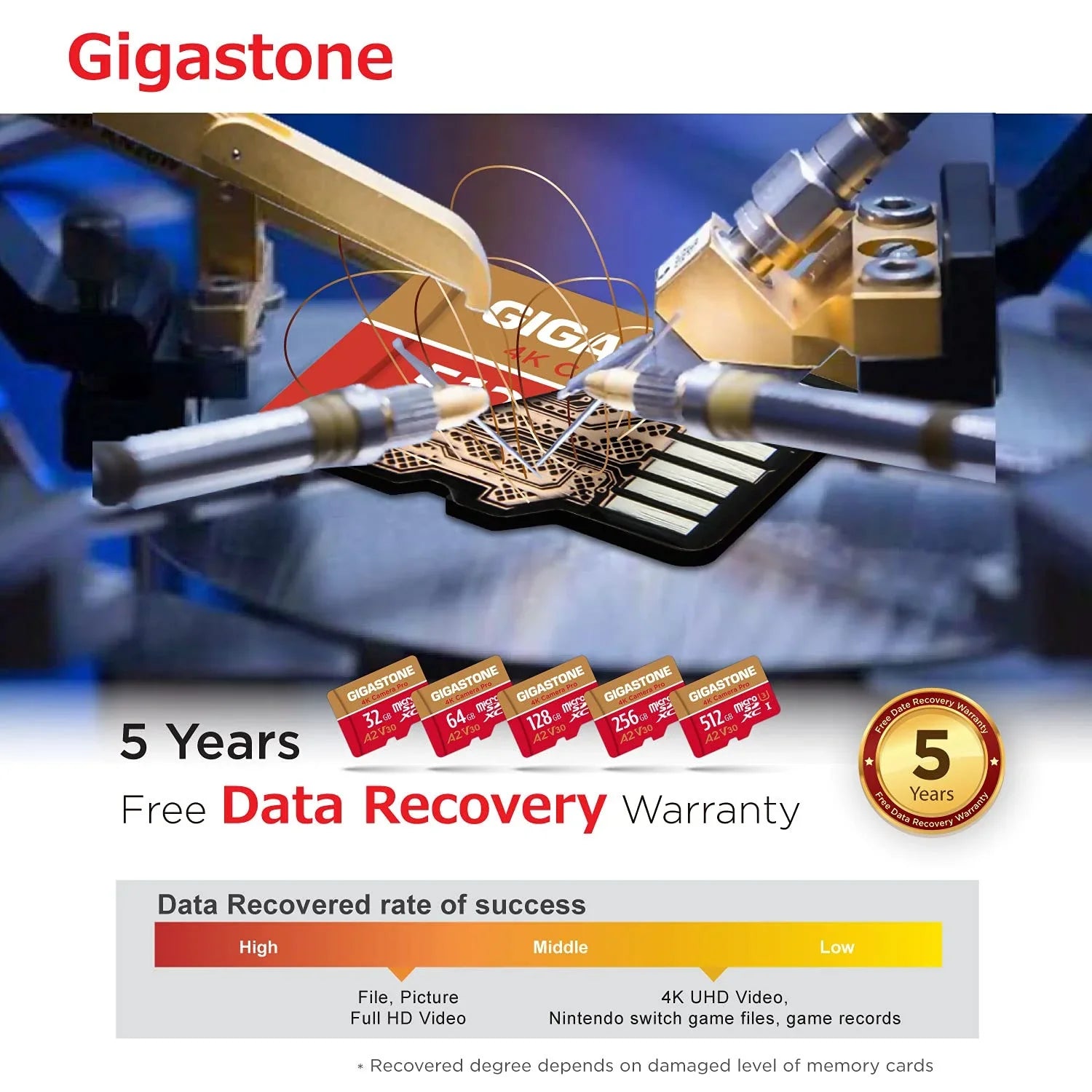 Gigastone 128GB Micro SD Card, 4K Video Recording, 4K Camera Pro, Matching with Nintendo Switch, Dash Cam, GoPro Cameras, R/W up to 100/50 MB/s, Micro SDXC UHS-I A1 V30 Class 10, 2 Pack (2x128GB)