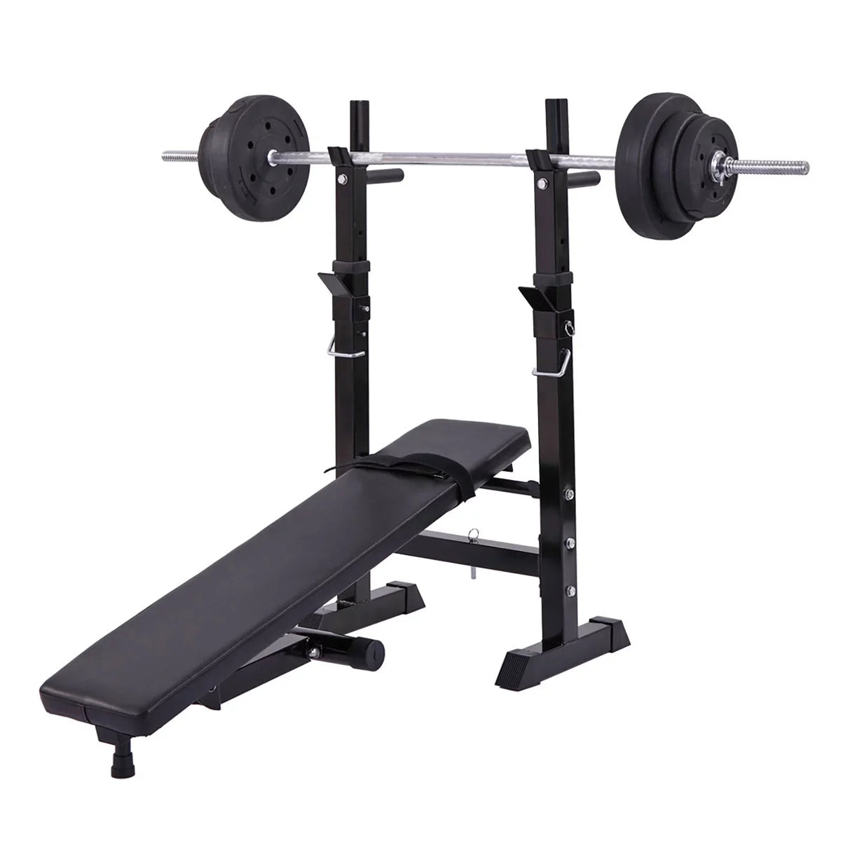 Andoer Adjustable Folding Multifunctional Workout Station, Red and Black, Squat Rack Included