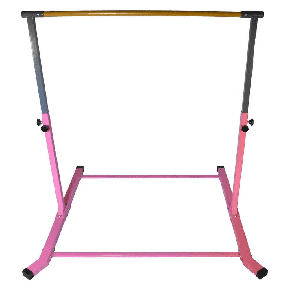 5-Star Gymnastic Kip Bar for Kids, Adjustable 3-5FT, Pink, Heavy-Duty, Home Gym Training Equipment