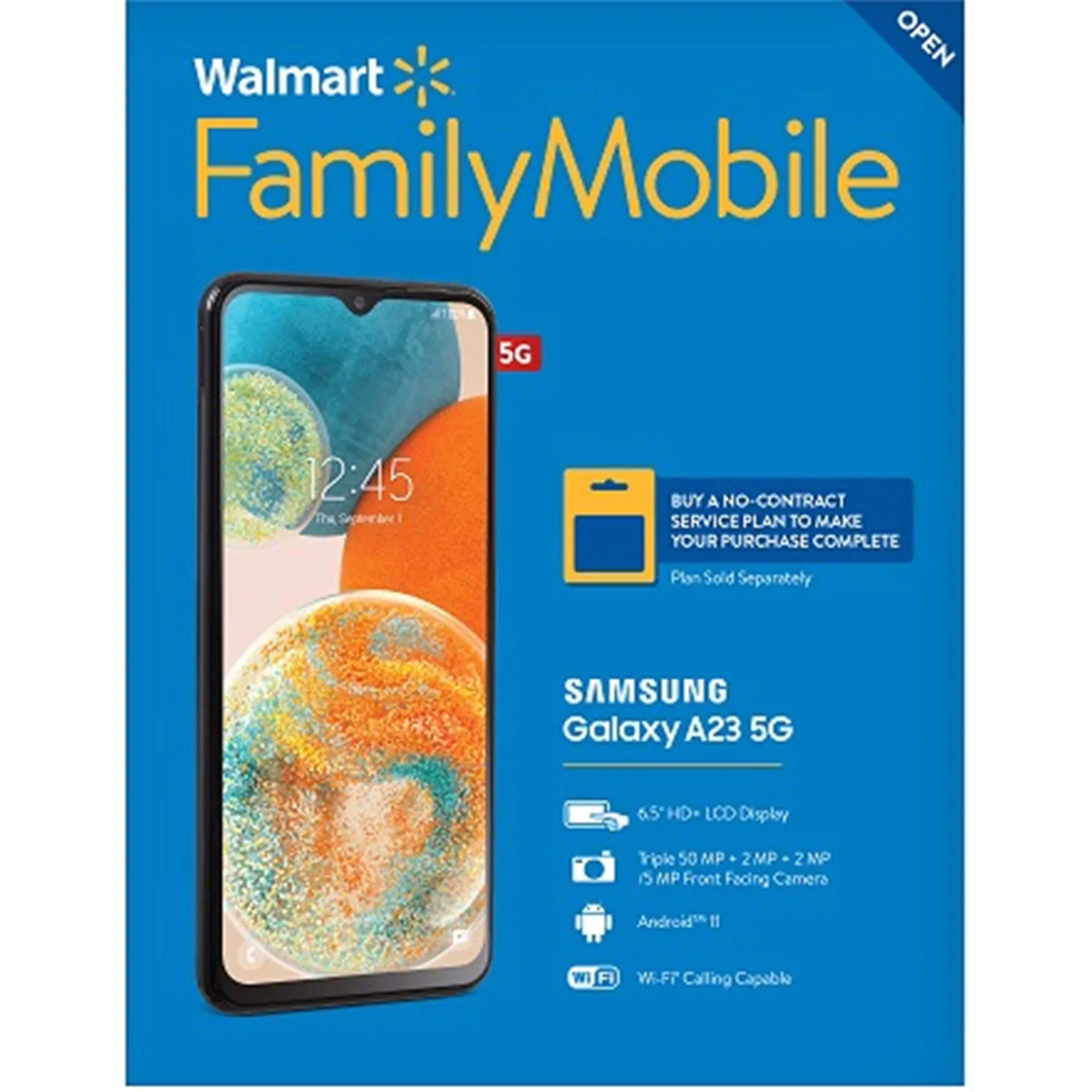 Walmart Family Mobile Samsung Galaxy A23 5G, 64GB, Black- Prepaid Smartphone [Locked to Walmart Family Mobile]