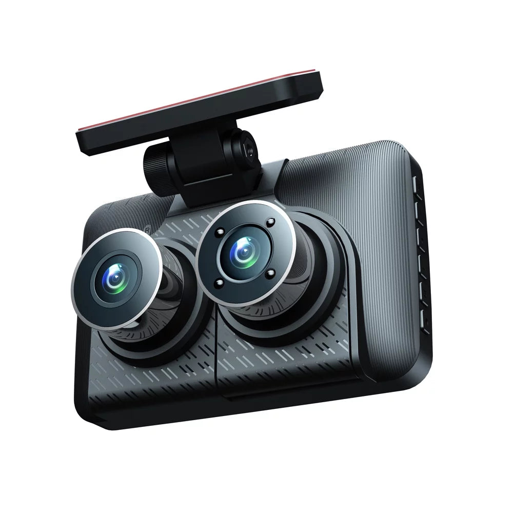 Arealer 3 Cameras Dash Cam 4in Clear Car Rearview Mirror Car Video Recording Wide Angle Car Recorder Auto Safety Driving Recorder