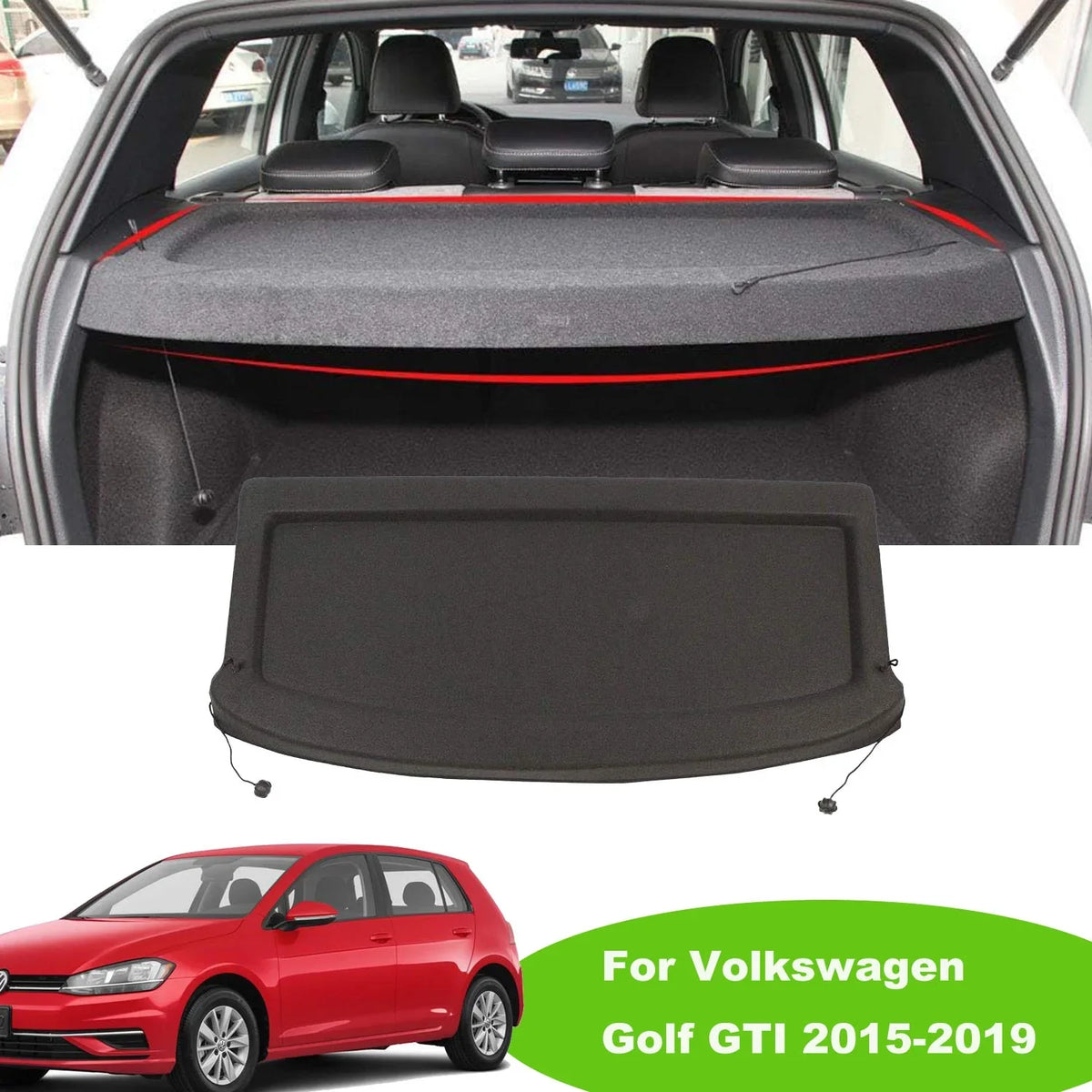 Fit 2015-2019 Volkswagen GTI Golf 7 Non-retractable Cargo Shield for 2015 2016 2017 2018 2019 VW GTI GOLF 7 Hatchback Rear Trunk Luggage Privacy Shade Accessory, Black