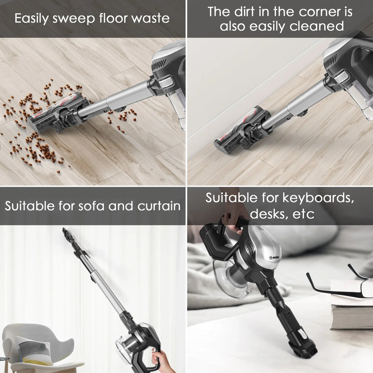 MOOSOO Cordless Vacuum 4-in-1 Lightweight Stick Vacuum Cleaner