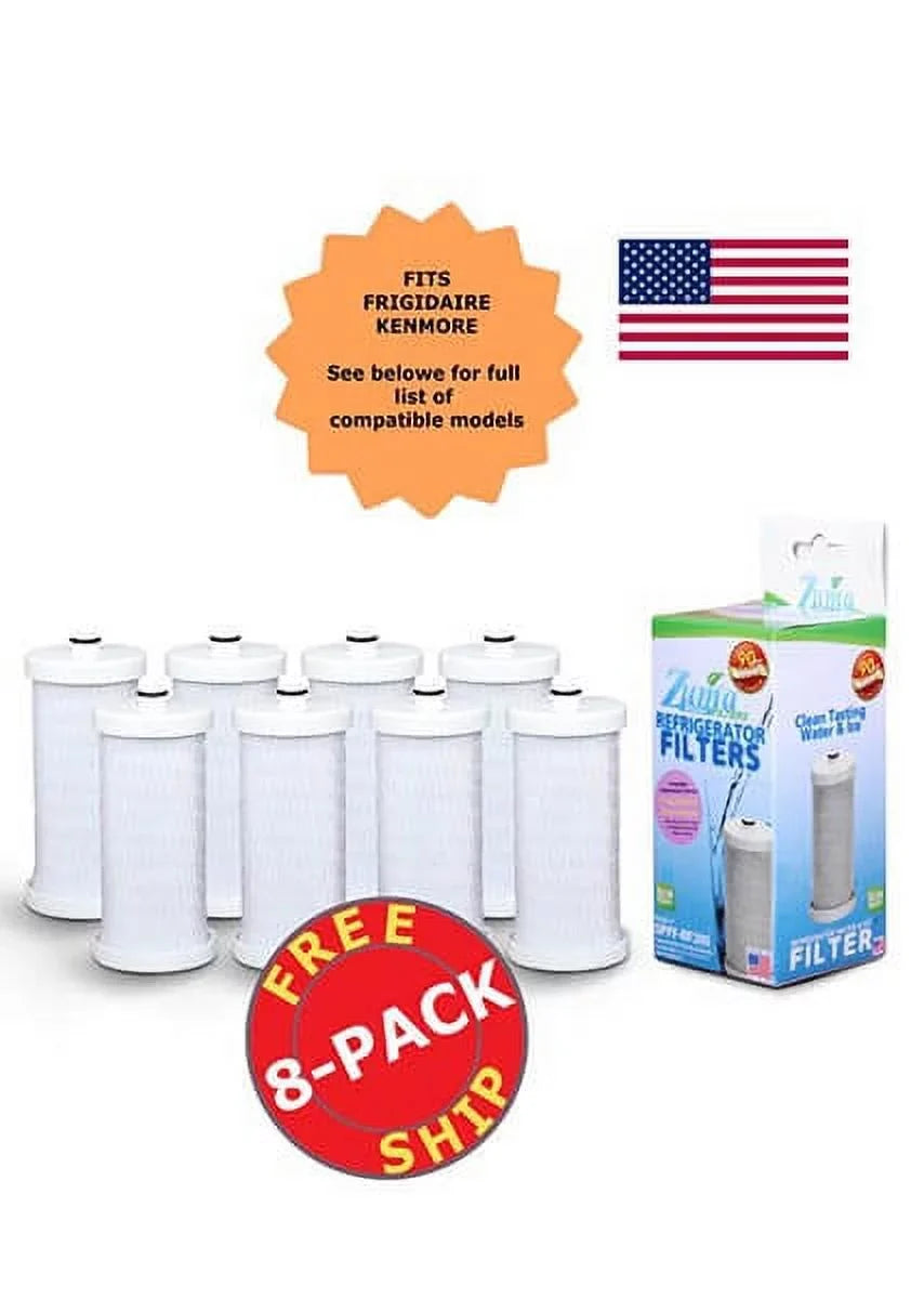 ZUMA Brand , Water and Ice Filter , Model # OPFF-RF300 , Matching with Frigidaire® NGRG-2000 - 8 Pack - Made in U.S.A.