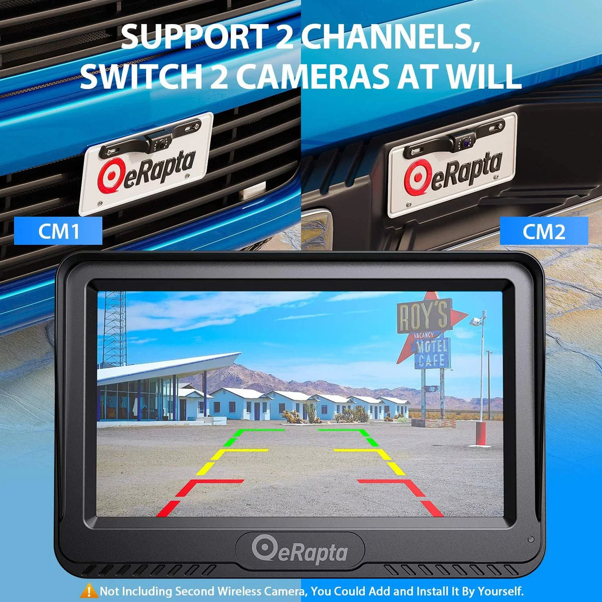 eRapta ERT03 1080P Wireless Backup Camera with Monitor for Car Pickup Truck Hitch Sedans Back Up Reversing Rear Front View Parking Camera Strong Signal and HD Image