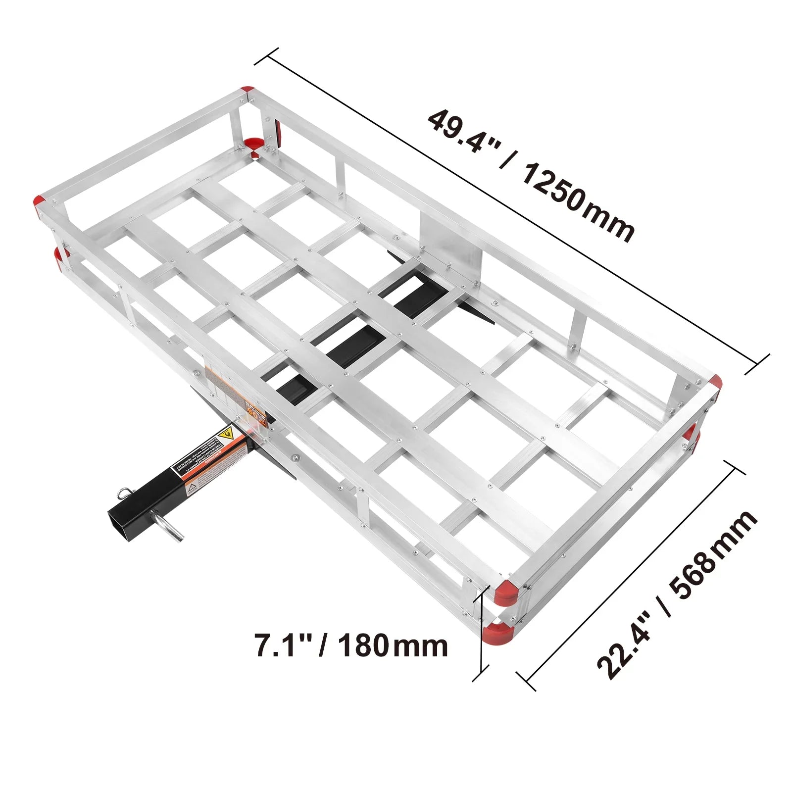 BENTISM Hitch Mount Cargo Carrier 47 x 20 x 6 in 500lb Aluminum Durable Fits 2" Receiver Cargo Basket for SUVs Sedans Vehicles