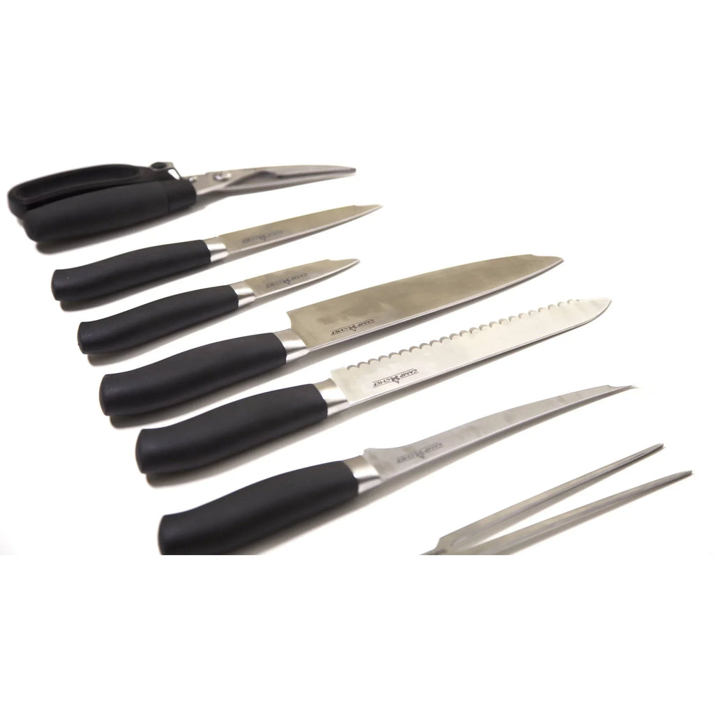 Camp Chef 9 Piece Professional Knife Set - KSET9, Includes 8" Chef Knife, 7" Fillet Knife, 8" Bread Knife, 5" Utility Knife, 3" Pairing Knife