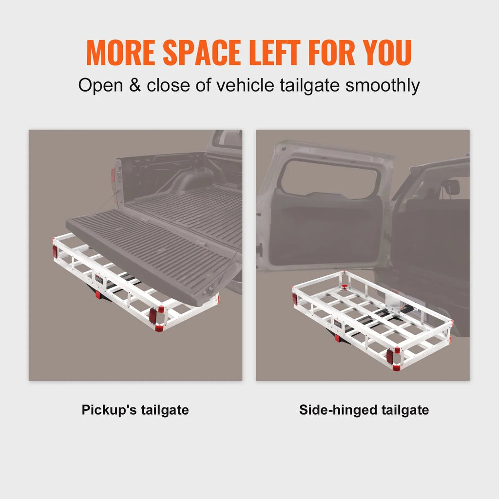 BENTISM Hitch Mount Cargo Carrier 47 x 20 x 6 in 500lb Aluminum Durable Fits 2" Receiver Cargo Basket for SUVs Sedans Vehicles