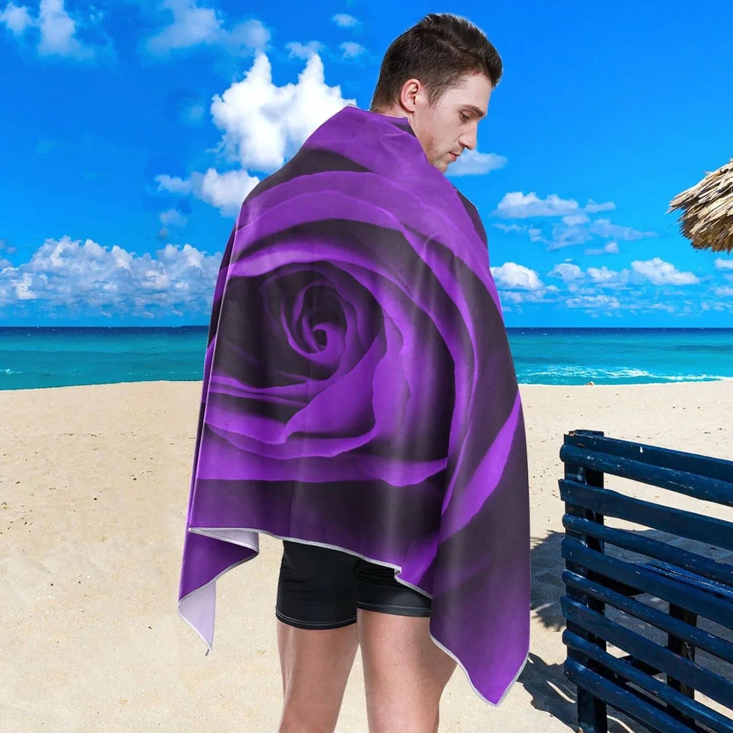 Bestwell Purple Rose Beach Towel - Lightweight Compact Oversized Travel Towels - Super Absorbent Quick Dry Towel for Swimming Camping Holiday（278）
