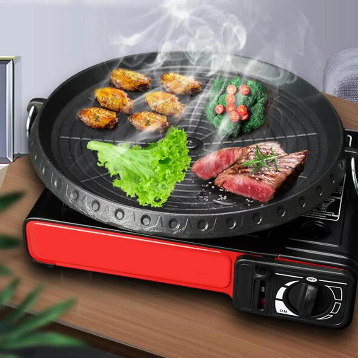 Portable Frying Smokeless Tray Lightweight Induction Grill Pan Indoor Outdoor Picnic Household BBQ Camping
