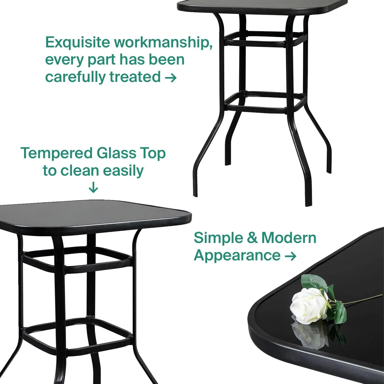 Irene Well Build With Light Weight Glass Bar Table For Backyard Use