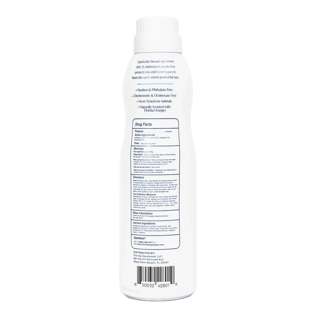 Florida Squeezed SPF 15 Sunscreen Non-Aerosol Spray 6 oz