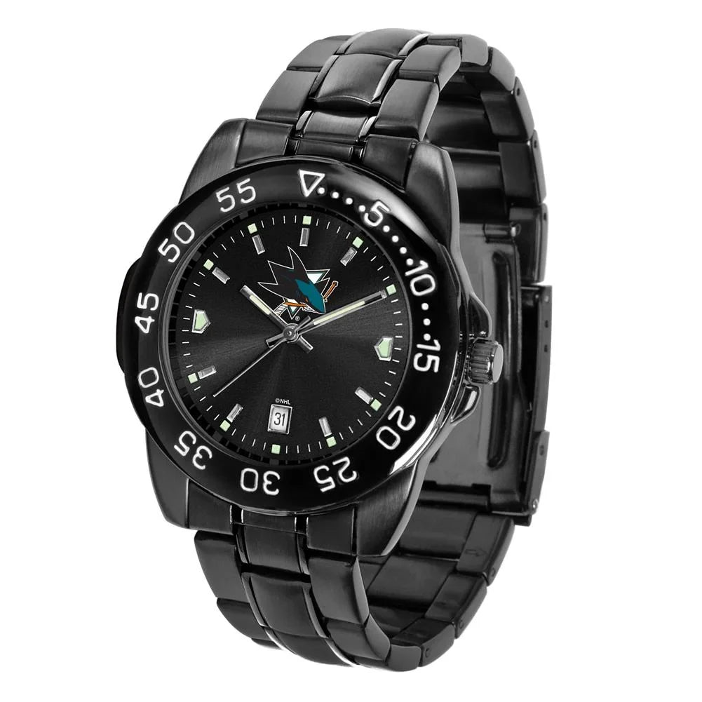 Game Time Men's San Jose Sharks Watch Fantom Black Steel Watch