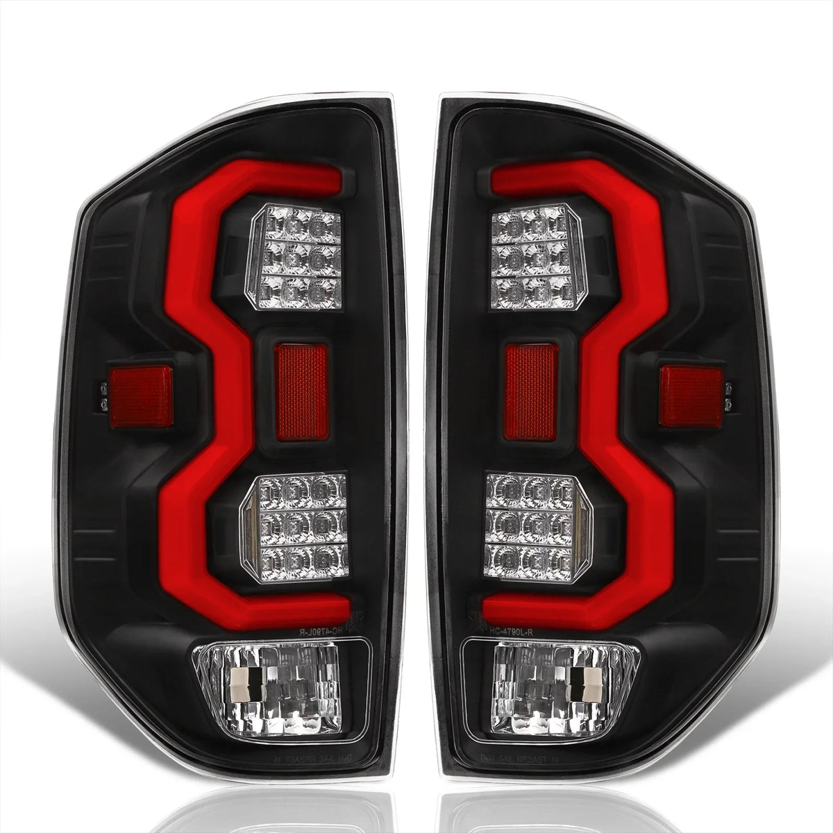 AJP Distributors Black Housing Clear Lens Red Tube LED Tail Lights Brake Stop Signal Lamps Pair Fitting For Toyota Tundra 2014 2015 2016 2017 2018 2019 2020 2021 14 15 16 17 18 19 20 21