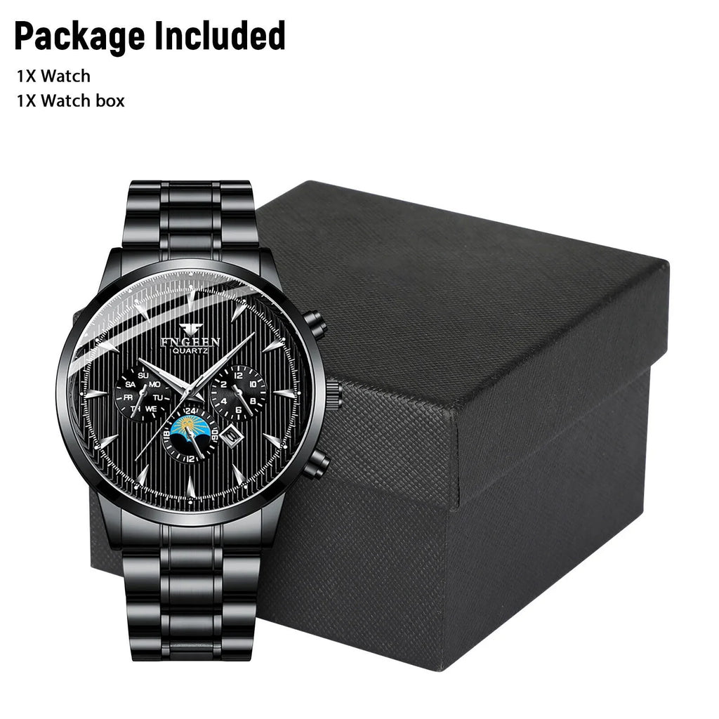 Waterproof Men's Watch Relojes De Hombre Stainless Steel Quartz Classic Luminous
