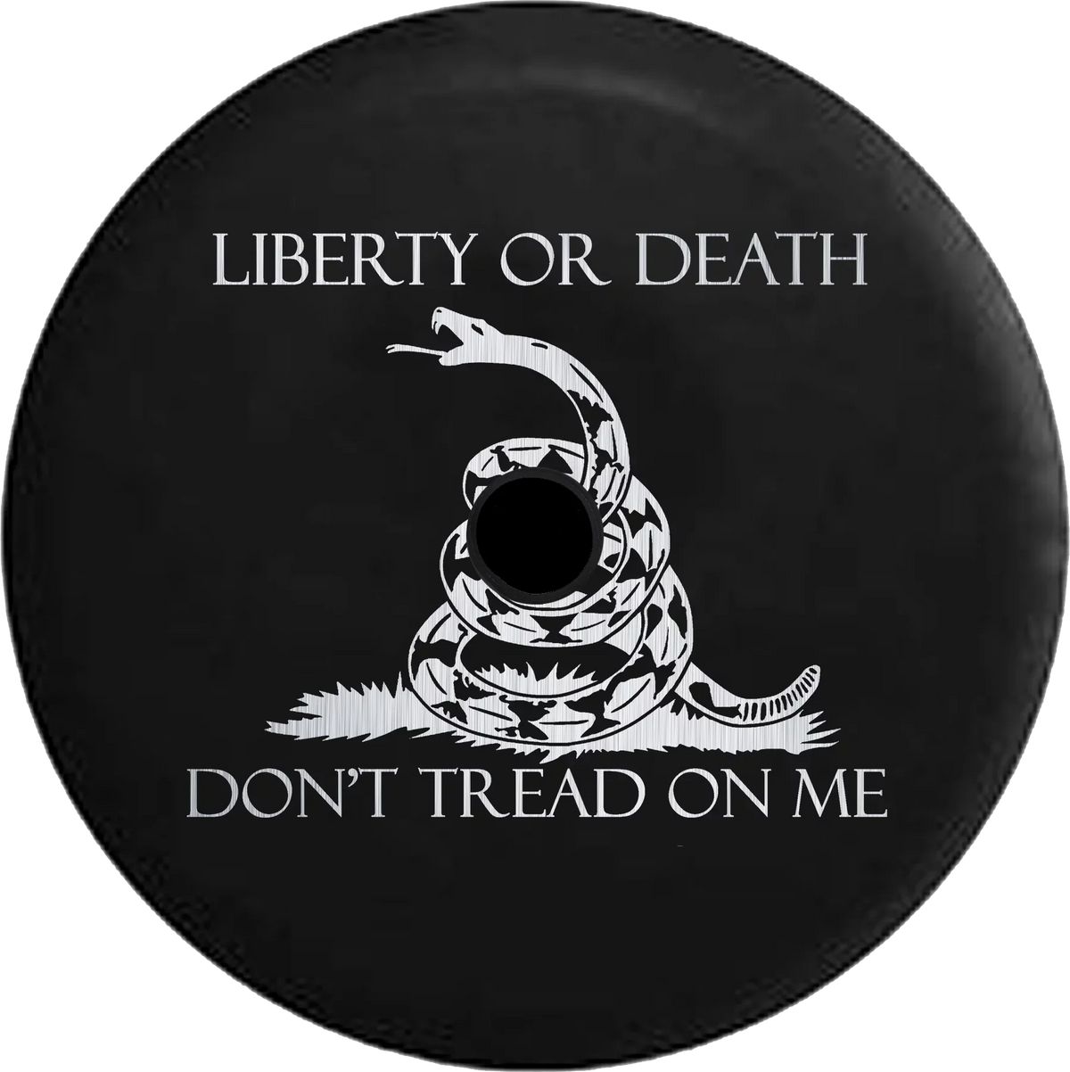 2018 2019 Wrangler JL Backup Camera Liberty or Death Don't Tread on Me Snake Brushed Steel Spare Tire Coating for Jeep RV 32 Inch