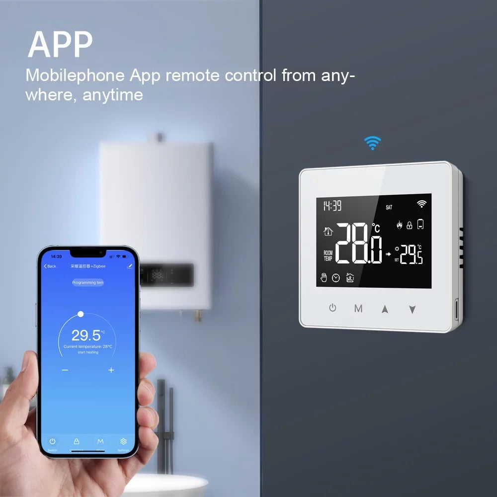 Pinnaco Intelligent Constant Temperature Controller for Water & Gas Boiler, Adjustable LCD Display, Compact Size Thermostat for Home Use