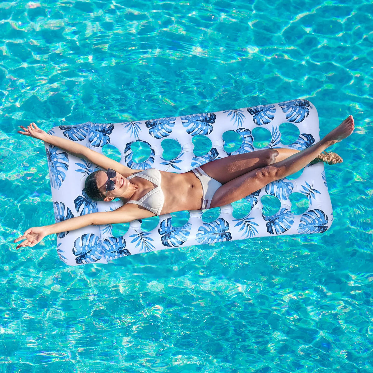Hengguang 2Packs Inflatable Tanning Pool Lounge Float, 70" x 36" Suntan Tub Raft Floatie, Tanning Pool with Pillow, Personal Pool Lounger for Adult Summer Water Party