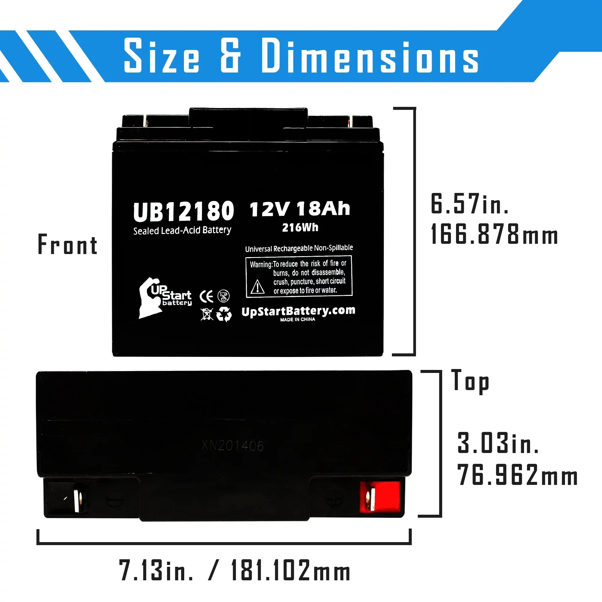 5x Pack - Fitting EAGLE PICHER BATTERIES CF12V18 Battery - Replacement UB12180 Universal Sealed Lead Acid Battery (12V, 18Ah, 18000mAh, T4 Terminal, AGM, SLA)