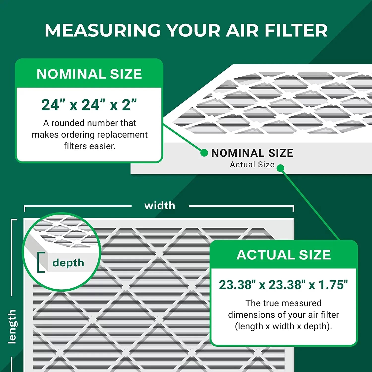 Filterbuy 24x24x2 MERV 11 Pleated HVAC AC Furnace Air Filters (4-Pack)