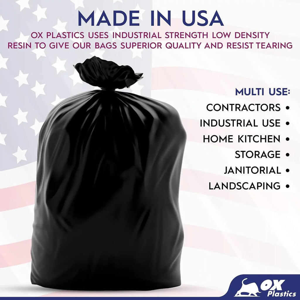 Trash Can Liners Bags - 42 Gallon Capacity & 1.5Mil Thick Extra Heavy Duty Strength - Large Garbage, Leak-Proof & Resilient House & Use Bags Black 37 X 43 (100 Count)