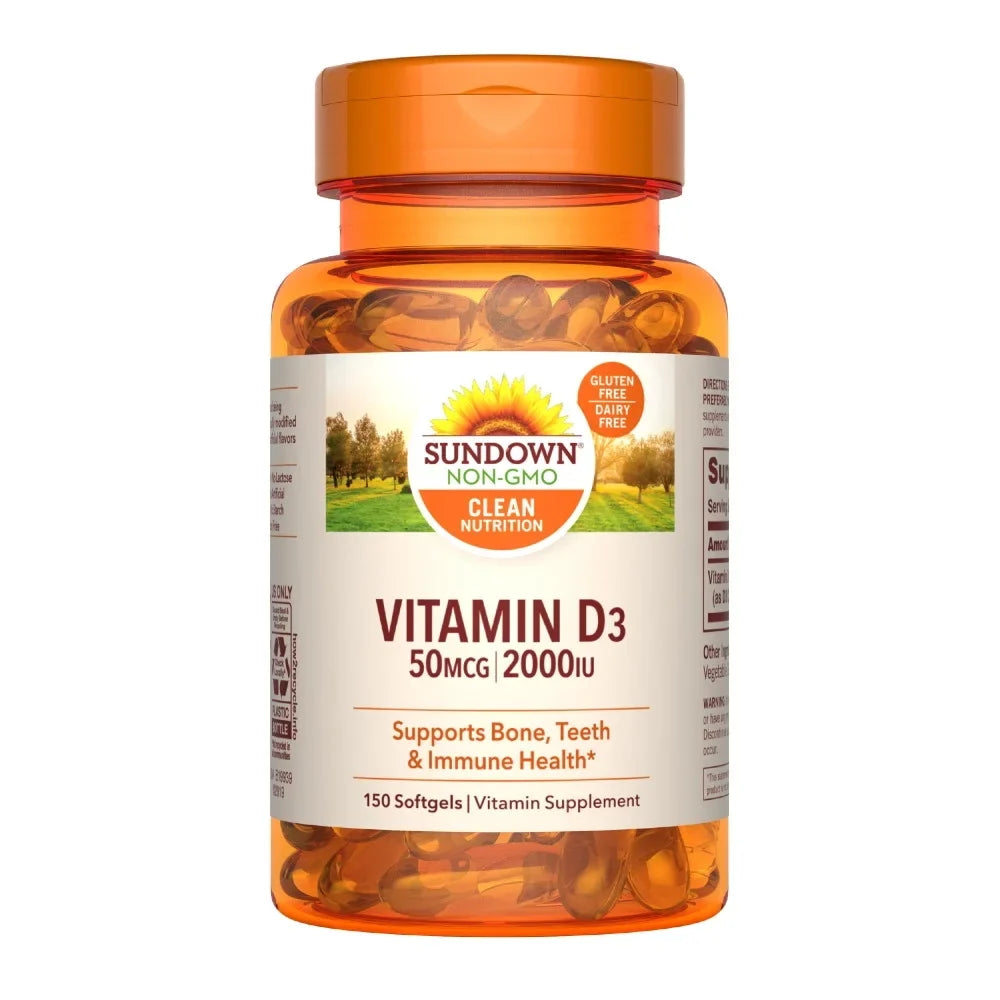 Sundown Naturals Super Potency Vitamin D3 2000 Iu Softgels, 150 Ea, 3 Pack