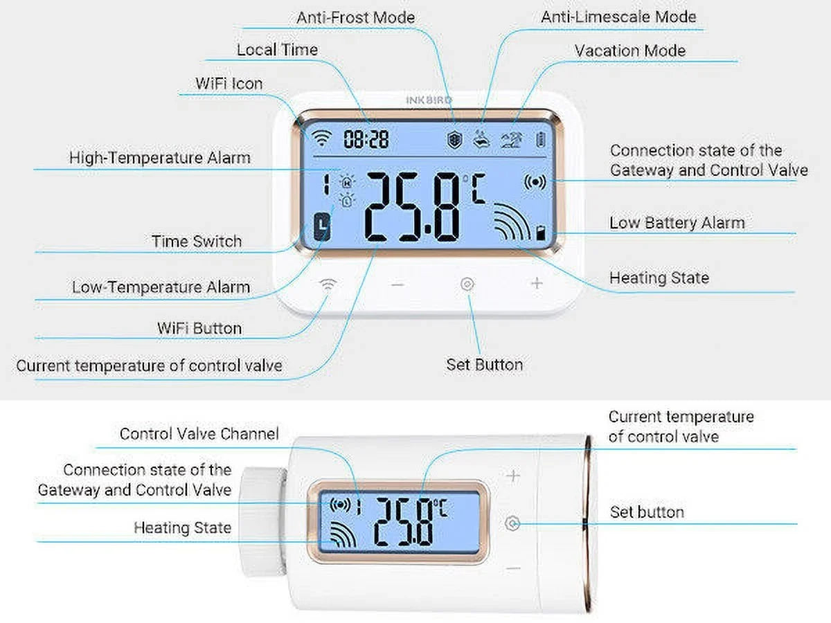 Inkbird Digital Radiator Valve Thermostatic Smart Intelligent Controller WiFi Gateway