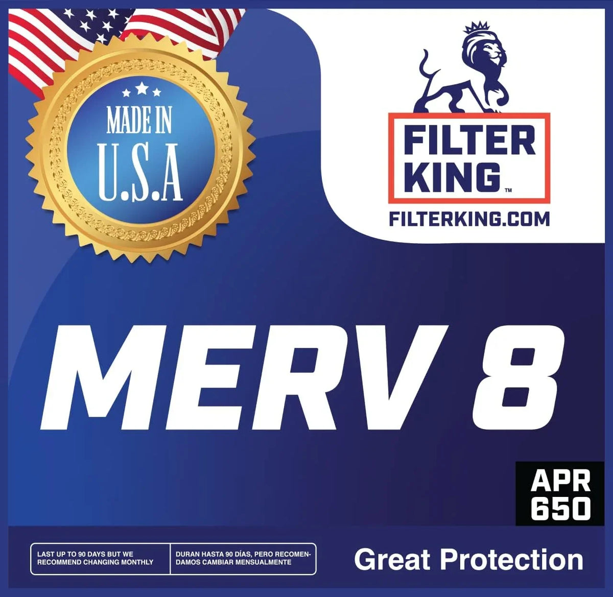 Filter King 24x64.5x1 Air Filter | 4-PACK | MERV 8 HVAC Pleated A/C Furnace Filters | MADE IN USA | Actual Size: 24 x 64.5 x .75"