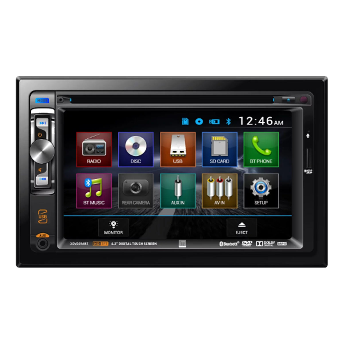 Enrock Dual XDVD256BT Double-DIN 6.2" Touchscreen USB DVD CD MP3 Bluetooth Stereo Car Audio Receiver, Scosche FD1426B Dash Install Kit, with FD23B Radio Wire Harness, Fits 2004-Up Select Ford