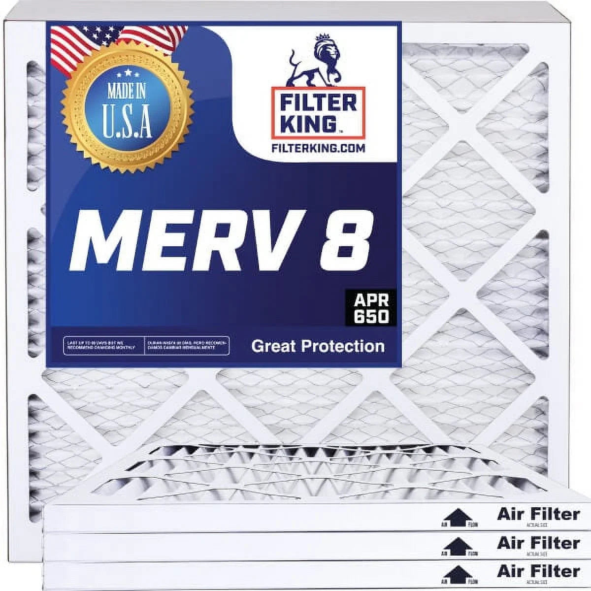 Filter King 15.5x12.5x1 Air Filter | 4-PACK | MERV 8 HVAC Pleated A/C Furnace Filters | MADE IN USA | Actual Size: 15.5 x 12.5 x .75"
