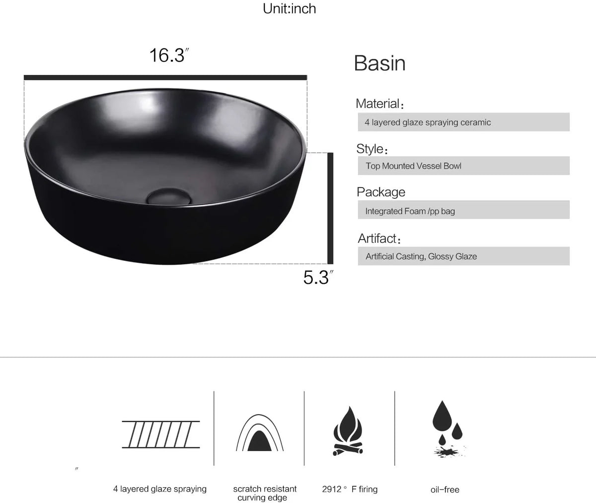 PULUOMIS Artistic Porcelain Ceramic Vessel Sink Basin Washing Bowl Set Cabinet Countertop Sink with Chrome Faucet Pop-up Drain and Water Pipe Lavatory