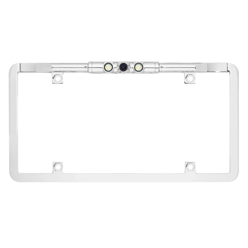 BOYO VTL275LTJ - Ultra Slim Full-Frame License Plate Backup Camera with Active Parking Lines and LED Lights (Chrome)