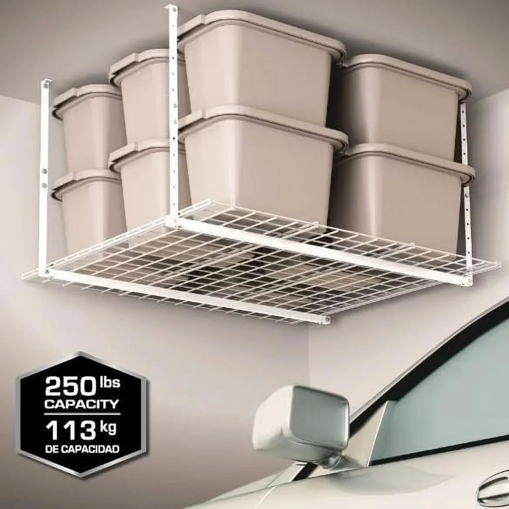 HyLoft 00540 45-Inch by 45-Inch Overhead Storage System Ceiling Mount Garage Organization Rack White