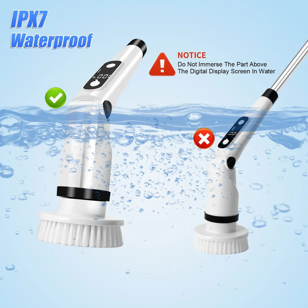 Electric Spin Scrubber, WLRETMCI Cordless Cleaning Brush with 8 Brush Heads,Shower Scrubber with Long Handle Household Cleaning Brushes for Bathroom Tub Tile Kitchen Floor Car