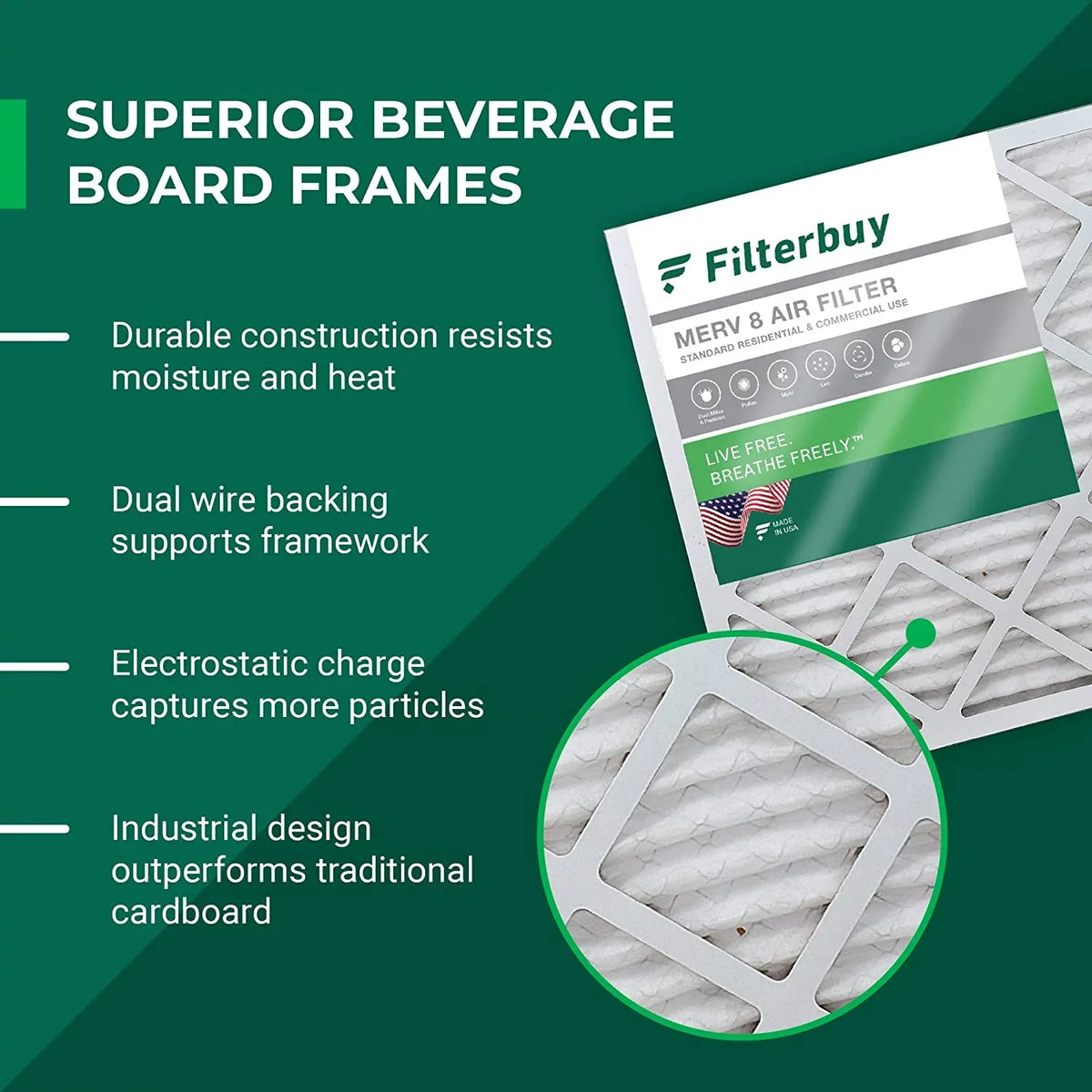 Filterbuy 20x21x5 MERV 8 Pleated HVAC AC Furnace Air Filters for Lennox X8790 / PCO14-23 (1-Pack)