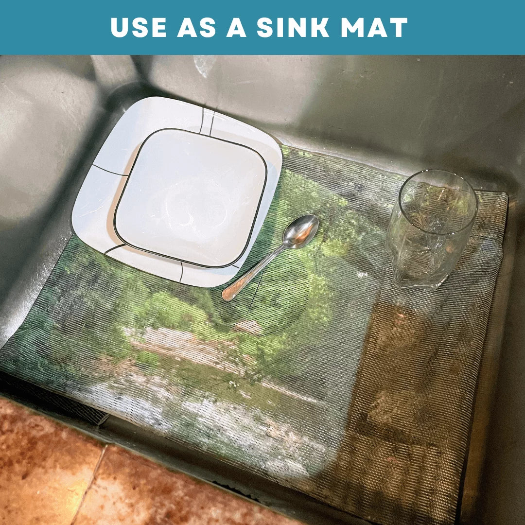 Sink Out of Sight- Home Decor Kitchen Sink Shield Hot/Cold Liquids and Debris Pass Through Wrap adjustable, 2 sizes. Design: Single Sunshine Stream 30" x 20" SK1-SS