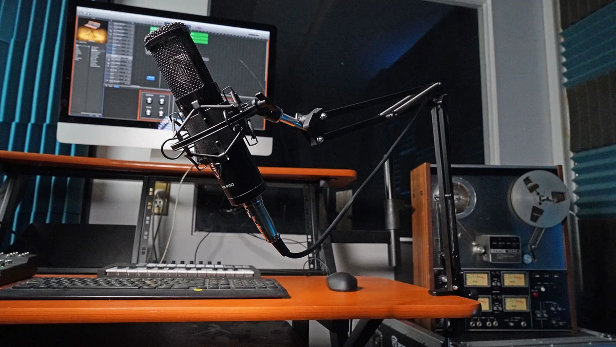 Rockville DMS30 Microphone Boom Arm Studio Podcast Mic Stand+Clamp+Pop Filter