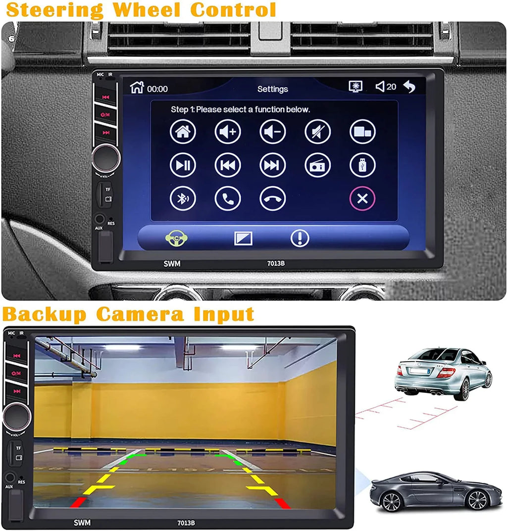 Binize 7 inch Car Stereo Radio Fitting with Carplay Android Auto Double Din Touchscreen Bluetooth Head Unit/MP5 Player/FM/AM,Support Reversing Image Input/Steering Wheel Control/USB/Remote