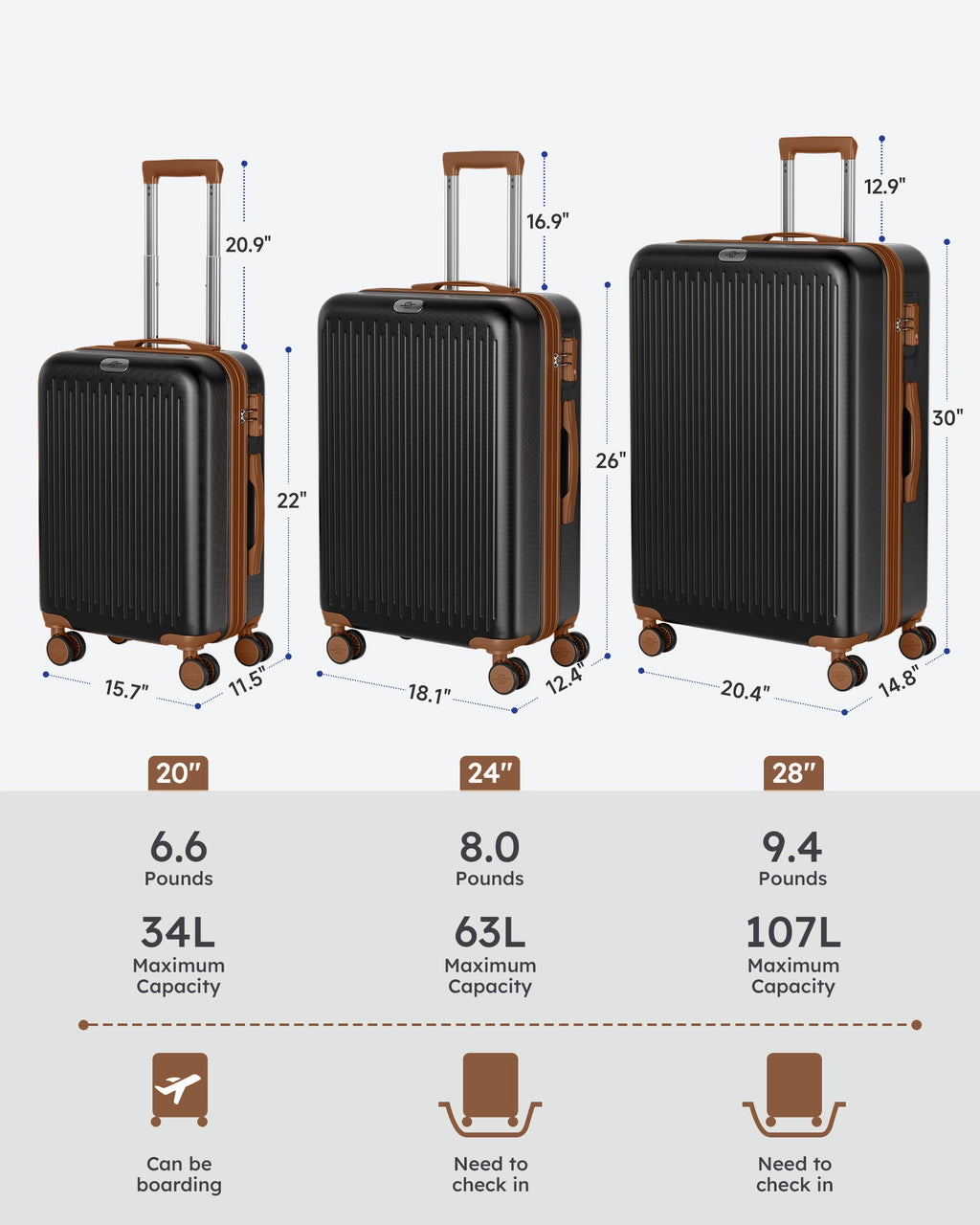 Crtynell 20-Inch Carry on Expandable Luggage with TSA Lock Airline Approved Suitcase with Spinner Wheels