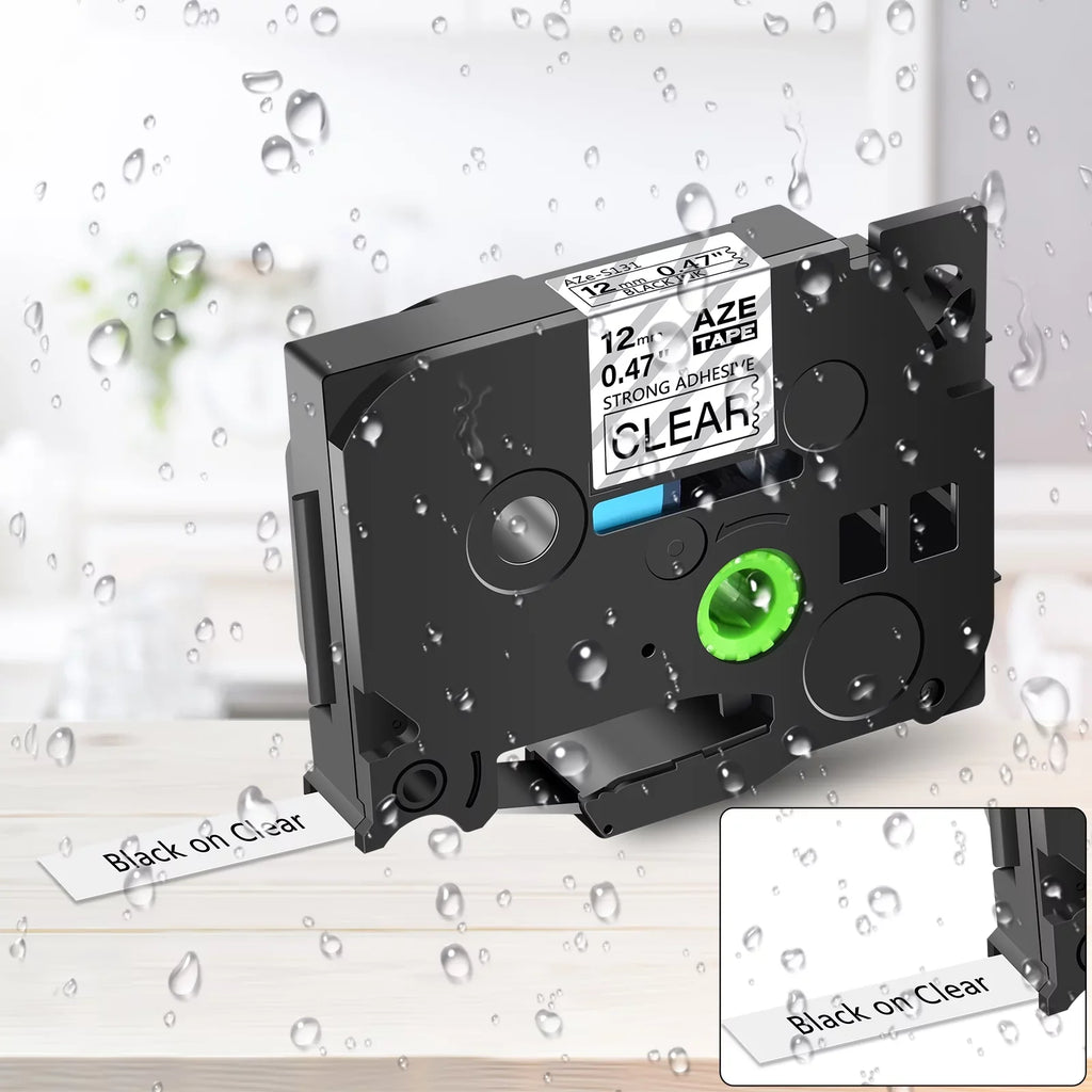 GREENCYCLE 100PK Suitable for Brother P-touch Black on Clear 12mm TZ TZe TZe-S131 TZ-S131 TZ-131 TZe-131 Extra Strength Laminated Label Tape