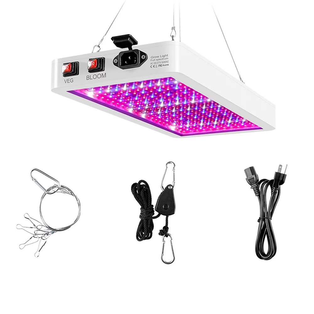 Gecheer 2000W Grow for Indoor Plants 312 LEDs Full Spectrum Veg and Bloom Dual Switch IP65 Waterproof Hanging Plant Growing Lamps for Seedlings Flowers Greenhouse