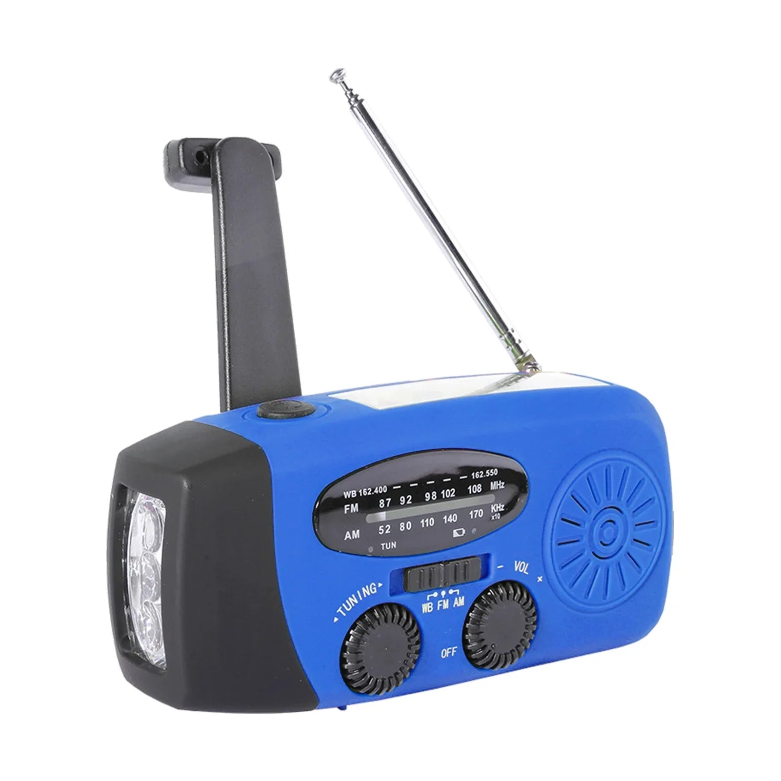 OWSOO Hand Crank Solar Climate AM / / NOAA Climate Rechargeable Portable Bank with Solar Charging & Hand Crank & Battery Operated Flashlight Cell Reading Lamp for Camping Hiking Adve