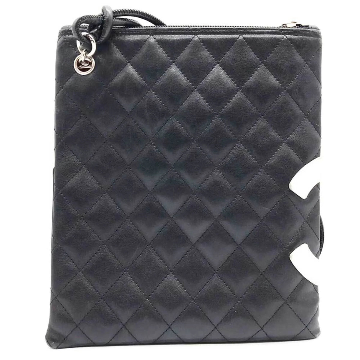 Pre-Owned CHANEL Cambon Line Shoulder Bag Leather Black 100s (Fair)