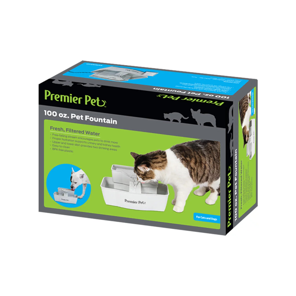 Premier Pet 100 oz. Pet Fountain - Automatic Water Fountain for Dogs and Cats