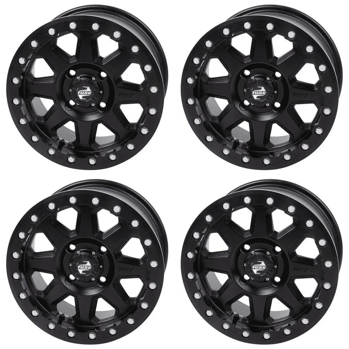 (4 Pack) 4/137 Tusk Uinta Beadlock Wheel 15X7 5.0 + 2.0 Matte Black For Can-Am Defender Hd10 Pro Xt 2020-2023