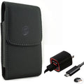 USB Cable 2.4A Home Charger w Holster Leather Case Belt Clip for Motorola Revvlry Plus, Moto G7 - OnePlus 6T, 6 - Razer Phone 2 - Samsung Galaxy S9 Plus S22 Plus S10 Plus Shield FieldPro