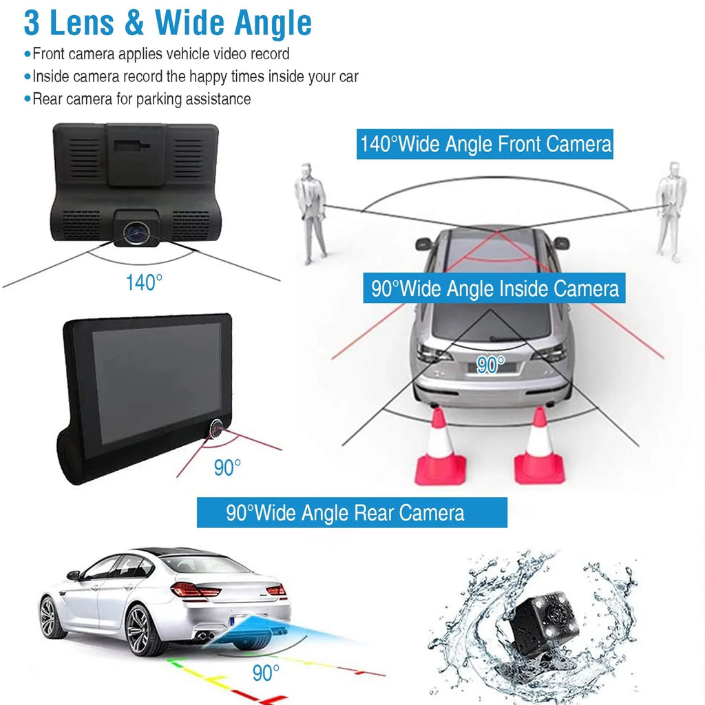 iMouTEK 1080P Touch Screen Car Dash 4in Cam Dash Camera Front and Rear Camera with G-Sensor Loop Recording Motion Detection