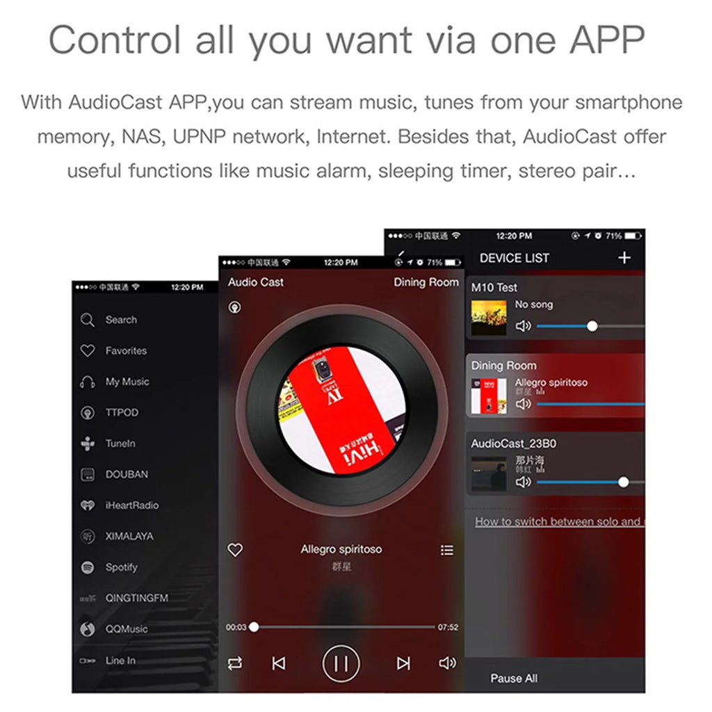 Music Receiver Yabuy M5 HIFI Receiver Airplay DLNA IOS & Android Airmusic 2.4G WIFI Audio Speaker for Spotify Wireless Sound Streamer